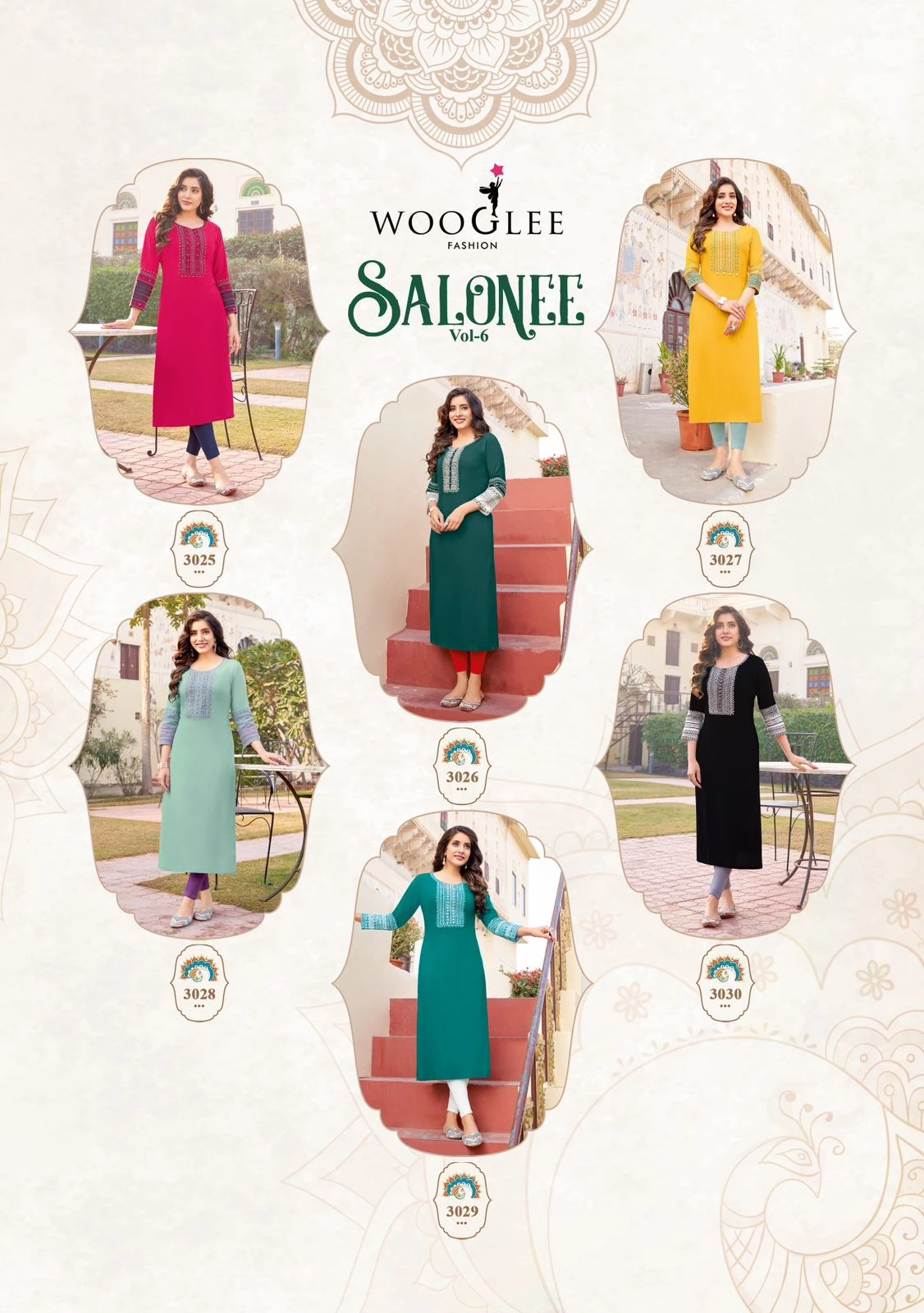 Wooglee Salonee Vol 6 Heavy Rayon Wholesale Fancy Kurtis Catalog — Wholesale Kurtis, Wooglee wholesale from Surat — view 7